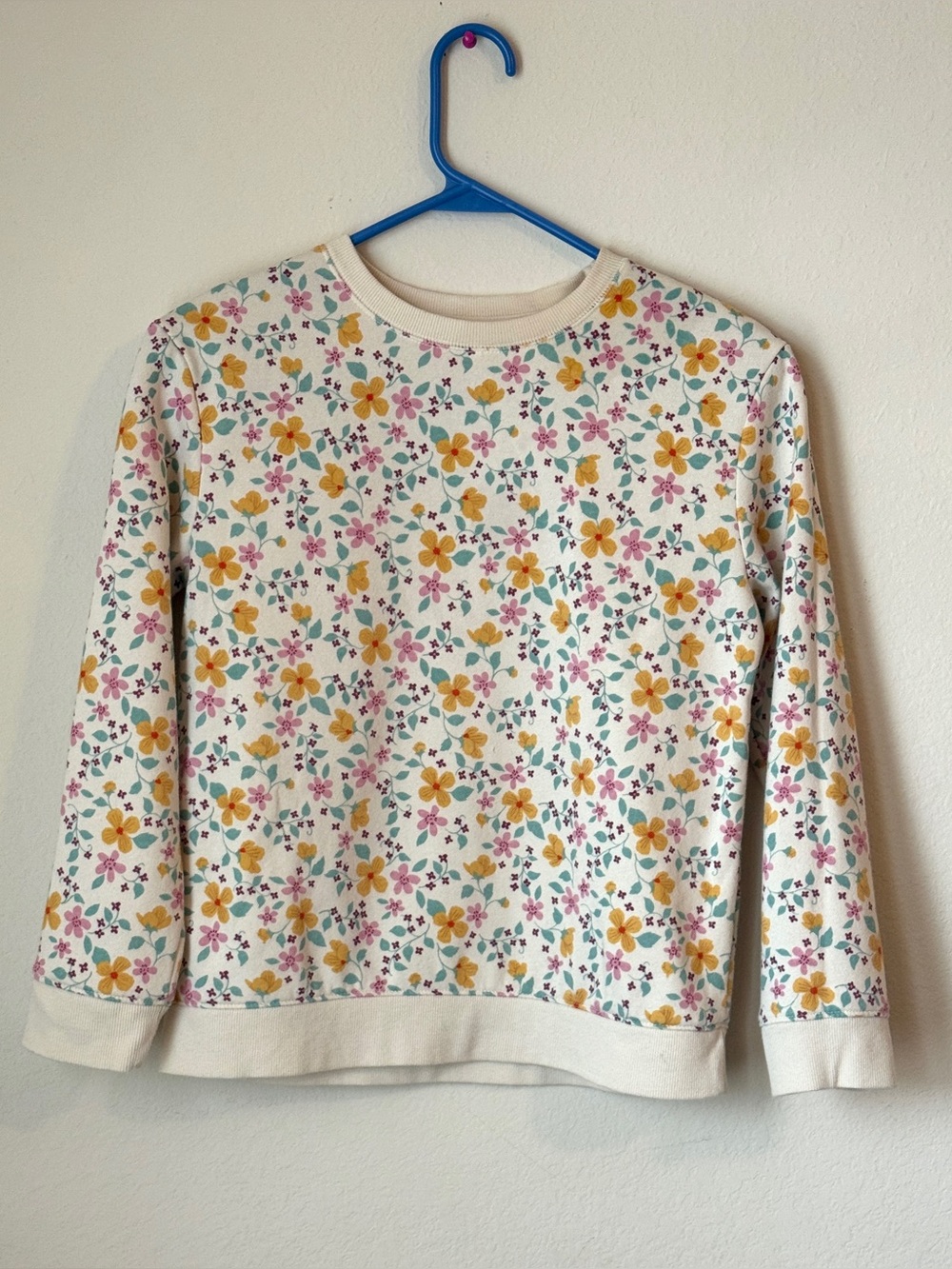 Cat & Jack Cream Sweatshirt with Yellow and Pink Floral Accents